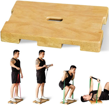 Wood Fitness Board, Exercise Platform or Wooden exercise board for resistance band exercises, Resistance Band Workout, Stretchin