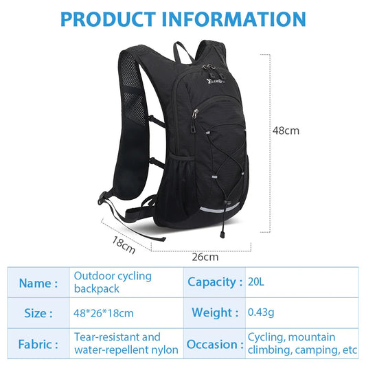 20L Cycling Lightweight Hydration Backpack Outdoor Sport Camping Climbing Mountaineering Rucksack Travel Water Bag 500ML/2L/3L