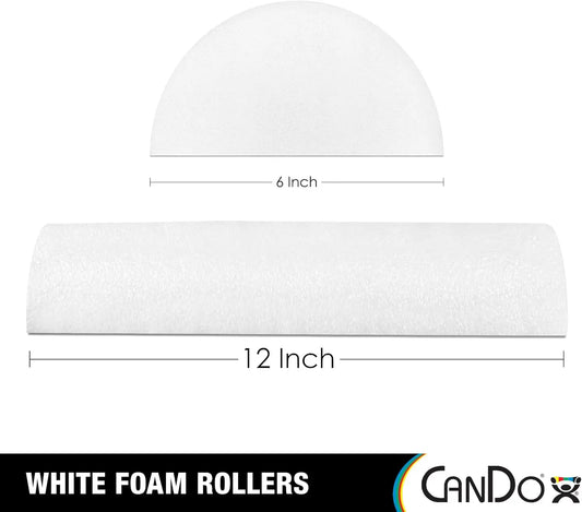 White PE Foam Rollers for Exercise, Finess, Muscle Restoration, Massage Therapy, Sport Recovery, Half-Round 6" x 12"