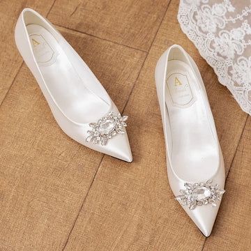 Super High Heel Silk Pointed Toe Sandals Summer Versatile Rhinestone Dress Shoes Women's Party Crystal Wedding Shoes