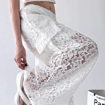 Lace Cargo Pants Women Clothes Fashion Hip Hop Vintage Sexy Streetwear Women Clothes Casual Wide-leg Sweatpants Women Trousers