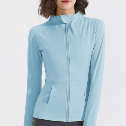Women's Slim Fit Workout Jacket Quick Dry Long Sleeve Naked Feel Running Yoga Training Windbreaker