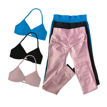 2 Pcs Women Yoga Sets Sport Sets  Against Resistance Workout Leggings&Strappy Bra Seamless High Quality Gym Fitness Set