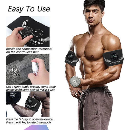 EMS Muscle Stimulator Smart Arm Muscle Toner Electric Arm Trainer USB Recharge Slimming Shaping Massager Weight Loss Fitness