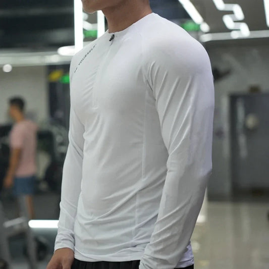 Men's Fitness Sports T-shirt Running Compression Tops Muscle Fit Shirts Long Sleeve Sweatshirt Jogging Breathable Activewear