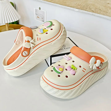 Women Cute Clogs Summer Women Sandals Thick Bottom Home Slides Soft EVA Platform Garden Shoes Beach Sandals Home Slippers