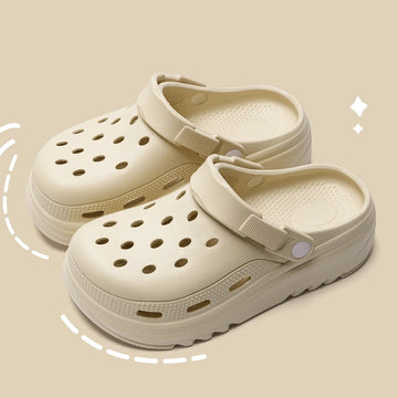 ZHIDA Hollow Out Platform Slippers for Women Summer Beach Sandals Outside Anti Slip EVA Thick Bottom Garden Shoes