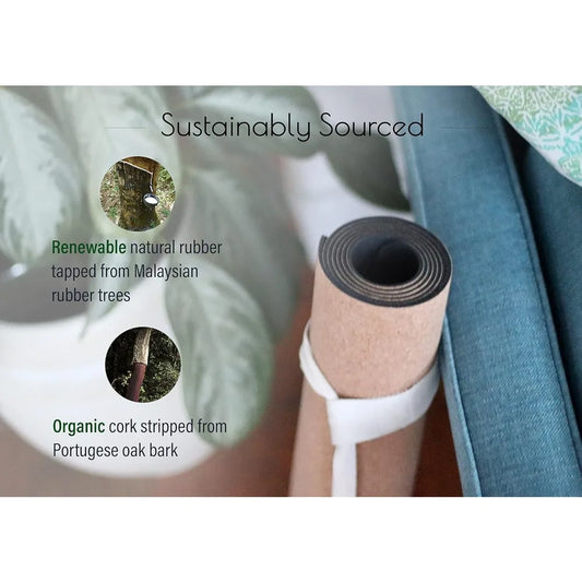 3mm Thick Natural Rubber Cork Yoga Mat, 72 x 24, Ideal for Hot Yoga, Non-Toxic, TPE-Free, Sustainable, Eco-Friendly, Non-Slip, a