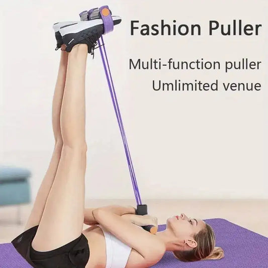 4-Tube Pedal Puller Multifunction Tension Rope Sit-Up Assist Fitness Equipment Waist Abdomen Yoga Exercise Elastic Pulling Rope