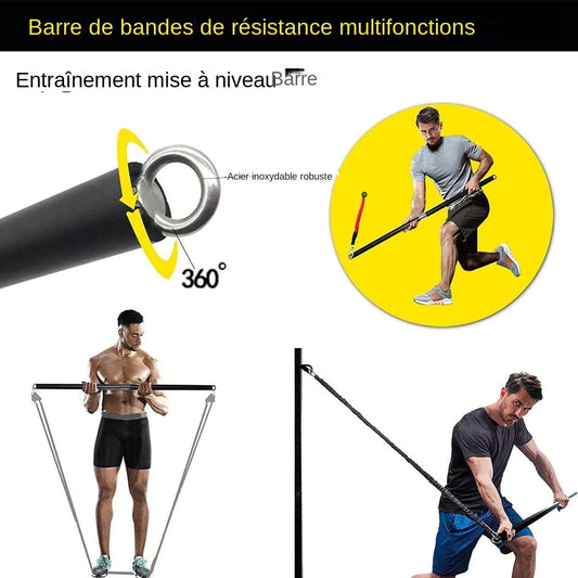 Workout Bar Fits All Resistance Bands with Clip Portable Resistance Bands Exercise Bar for Fitness Home Gym Workout Full Body
