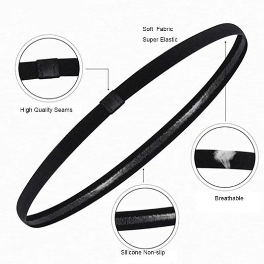 5pcs Non-Slip Elastic Sports Hair Band Black Stretchy Sports Headband Yoga Running Cycling Headband Women Girls Fitness Headband