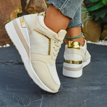 Women's Sneakers Luxury Rhinestone Casual Fashion Thick Bottom Non-slip Women's Lace-up Sports Running Shoes Zapatillas Mujer