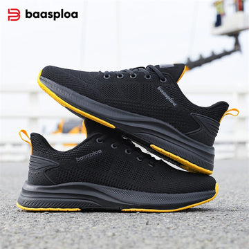 Baasploa Men Sport Shoes Breathable Lightweight Running Shoes for Men New Comfort Soft Sport Shoes Walking Non-Slip Lace-Up