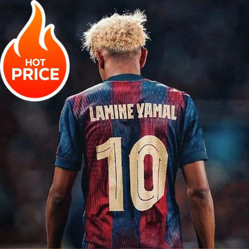 Lamine Yamal Soccer Jersey - #10 Classic Blue & Red Stripes Design Player Name & Number Print Perfect for Football Fans