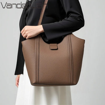 Women's Casual Tote Soft Leather Handbag Luxury handbags Designer Shoulder Hand Bucket Bag Ladies Doctor Shopping Sac A Main