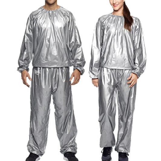 1Set Sauna Top Pants Suit for Weight Loss Waterproof Windproof Sweat Tracksuit Elastic Openings Fat Burning Sports Fitness