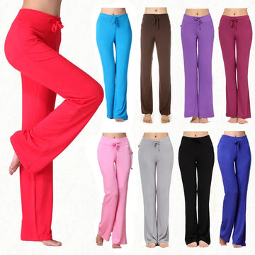 2024 new Wide Leg Sport Pants Women High Waist Stretch Bandage Flare Pants Broad Leg Dance Yoga Pants Long Trousers S-4XL