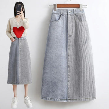Casual Chic patchwork A-line Pockets slim Skirts Korean Fashion bohemian Summer Plus Size women clothing