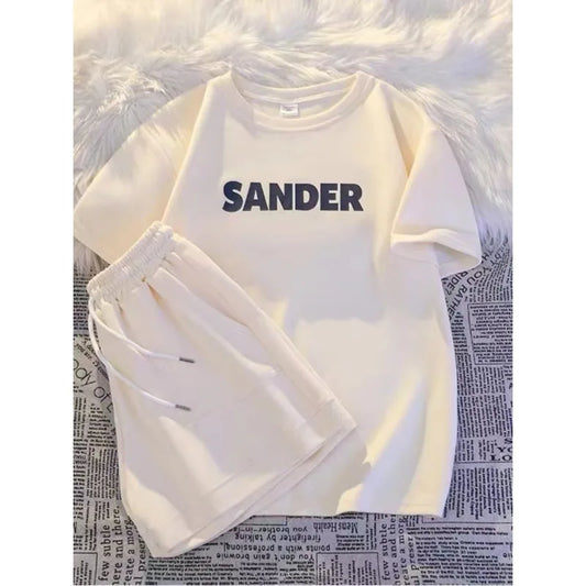 Summer new Girls' set, short sleeved T-shirt with letters for children, Korean-style casual shorts for kids