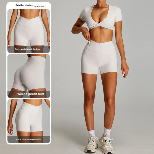 2025 New Women's Breathable Quick Drying Thin High Waist Tight Yoga Shorts - Peach Lifting Design Ideal for Running Fitness