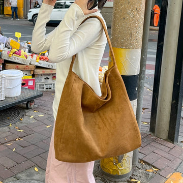 Women Underarm Bag Fashion Tweed Fabric Large Capacity Shoulder Bag Retro Classic Purse for Daily Office Use Solid Color Handbag