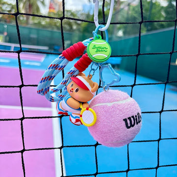 Wilson Tennis Pendant Fashion Tennis Little Bear Pendant Couple Key Chain Sports Memorabilia Creative Gifts Cute Girl