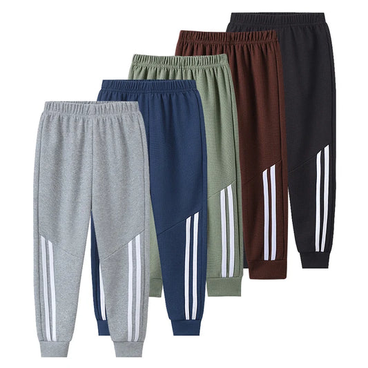 1/3 Piece Autumn And Winter Children's Waffle Solid Color Simple Basic Pants For Boys And Girls Sports And Casual Sweatpants