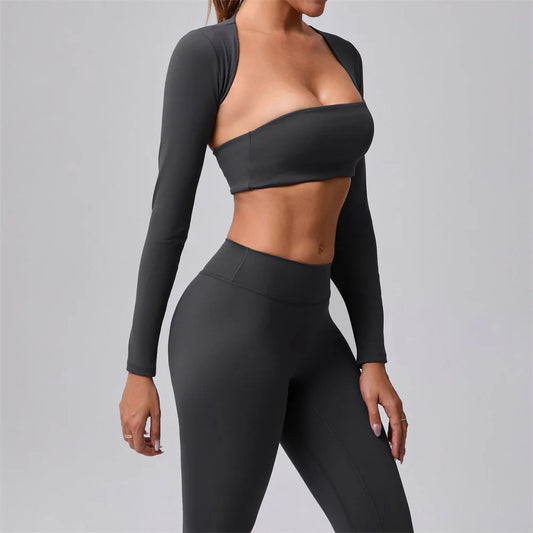 1/2PCS Yoga Set Sportswear Workout Clothes Athletic Wear Gym Legging Fitness Bra Crop Top Long Sleeve Sport Suit Women Tracksuit