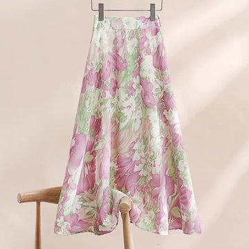 Female Skirts Floral High Waist Women's Skirt Midi Stylish A Line Clothing Sales Trend 2025 Casual Korean Fashion Premium V Y2k