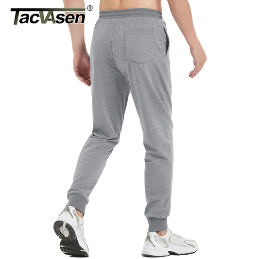 TACVASEN Quality Cotton Sweatpants Mens Lightweight Elastic Waist Sport Pants Outdoor Gym Workout Athletic Pants Running Jogger