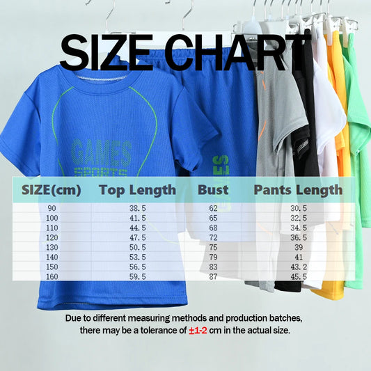 Boys Quick Dry T-Shirt Shorts Set Children Summer Athletic Breathable Running Suit 2-Piece Lightweight Sweat Comfortable