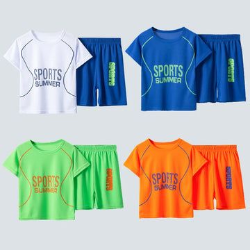 2/4 Pcs Of Summer Children's Quick-drying Sports Color Suit Boys Running And Playing Breathable Short-sleeved Girls Joker Shorts