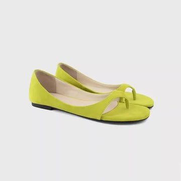 Women's Flat Shoes Summer New Style Round Head Shallow Mouth Clip Toe Cow Suede Soft Soled Anti-slip Wear-resistant Sandals