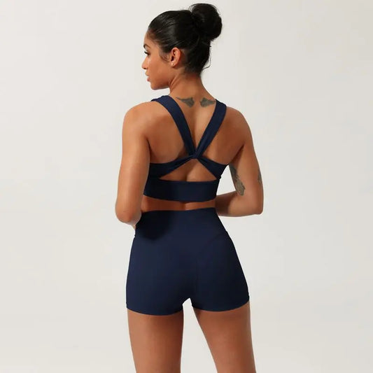 Summer Two Pieces Sexy Sport Yoga Set Breathable Outfit  Fitness Gym Set Workout Clothes for Women Sportwear Women Academic Bra