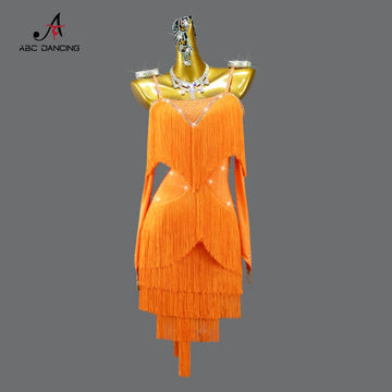 New Latin Dance Competition Clothes Sexy Ladies Ballroom Girls Performance Skirt Kid Practice Wear Woman Fringe Dress Customized