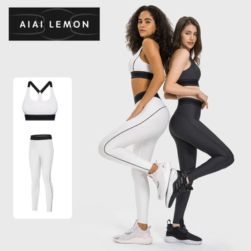 AIAI Lemon Fitness Women Sports Yoga Sets Underwear Tight Training Pants Bottom Pants Fitness Clothing Fitness Pants Sets Gym