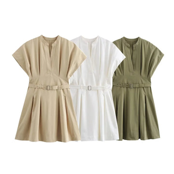 Autumn New Women's Clothing European And American Style Fashionable Temperament Casual Pleated Short Dress