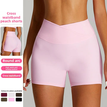 2025 New Women's Breathable Quick Drying Thin High Waist Tight Yoga Shorts - Peach Lifting Design Ideal for Running Fitness