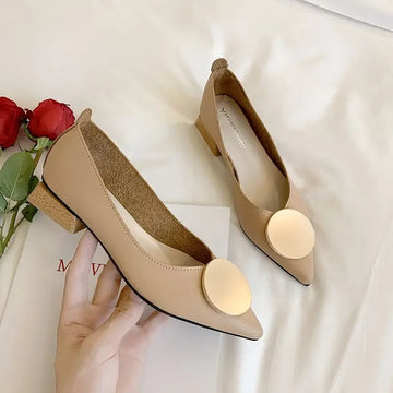 Women's Shoes Low Heel Elegant Pointed Toe Block Ladies Pumps Office Chunky Heels Casual on Sale Stylish Luxury Brand Young Chic