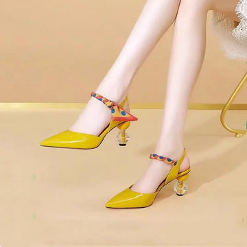 Pointed Toe Slingback Sandals Women Fashion High Heels Shoes 2023 New Summer Party Pumps Slides Dress Flip Flops Mujer Zapatos