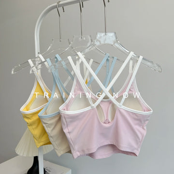 Beautiful back yoga clothes underwear for women in summer thin shoulder straps covering the breasts exercise fitness bra