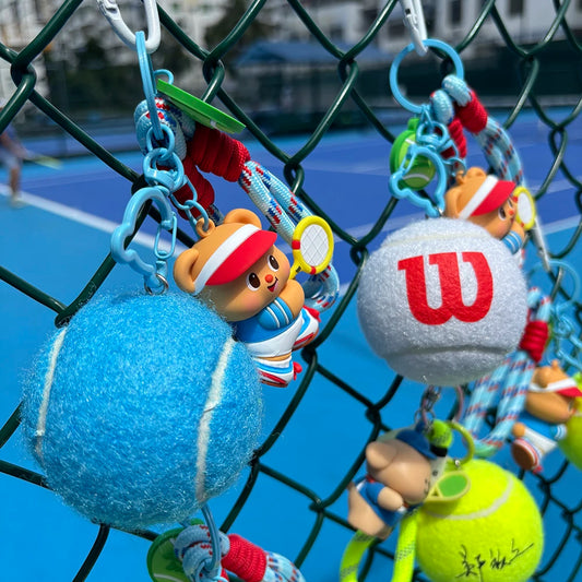 Wilson Tennis Pendant Fashion Tennis Little Bear Pendant Couple Key Chain Sports Memorabilia Creative Gifts Cute Girl