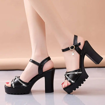 Super-high Heel Rhinestones Wedge With Platform Waterproof Ladies Shoes Summer 2025 Offers Original Comfortable Women's Sandals