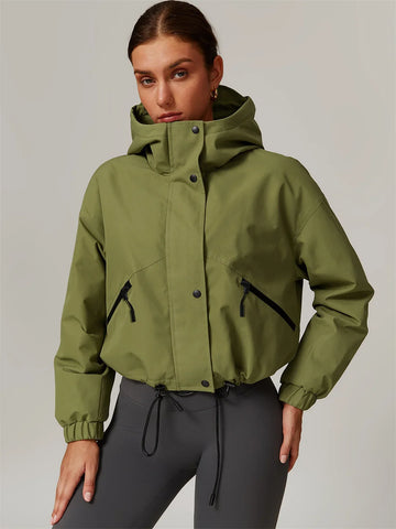 Winter Warm Sports Coat Women's Zipper Sport Long Sleeve Loose Hoodies Down Jacket Fashionable Running Fitness Pocket Sportwear