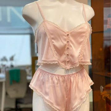 French Pajama Set Women Sexy V-Neck Loungewear Sleeveless Screw Neck Top & Shorts Female Sleepwear Summer Nightwear Homewear