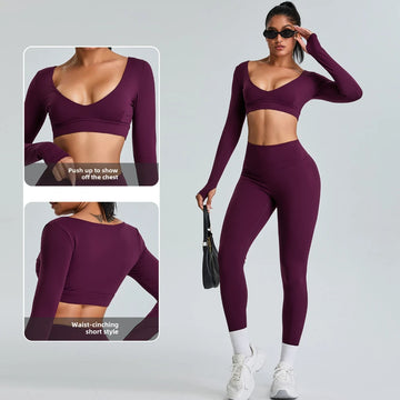 2025 New Women's Ultra Breathable And Quick Drying Sexy V Neck Long Sleeve Yoga Wear High - grade Sports T Shirt Ideal For Yoga