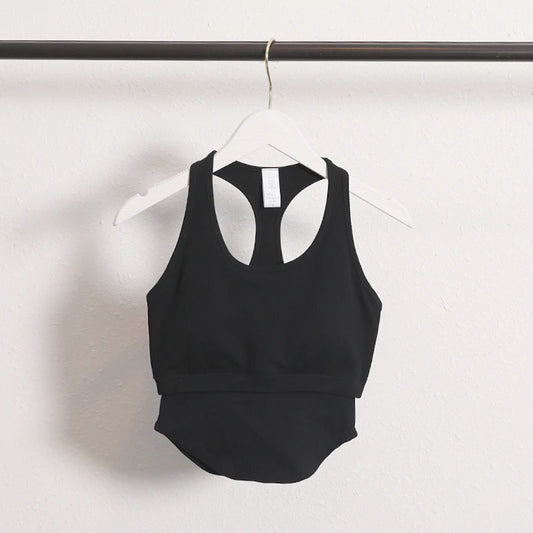 2024 New Workout Backless Sport Tops For Women Sleeveless Shirts Padded Sports Yoga Vest T-Shirt