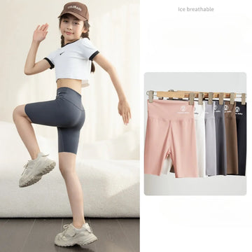 Five Minute Summer Thin Ice Silk Children's Leggings with High Elasticity and Ice Sensation One-piece Shorts Yoga Pants