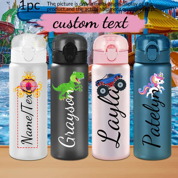 1pc Customized Cartoon Sports Water Bottle, 26oz Outdoor Travel Leakproof Plastic Water Bottle with Rope Back-to-School Gifts