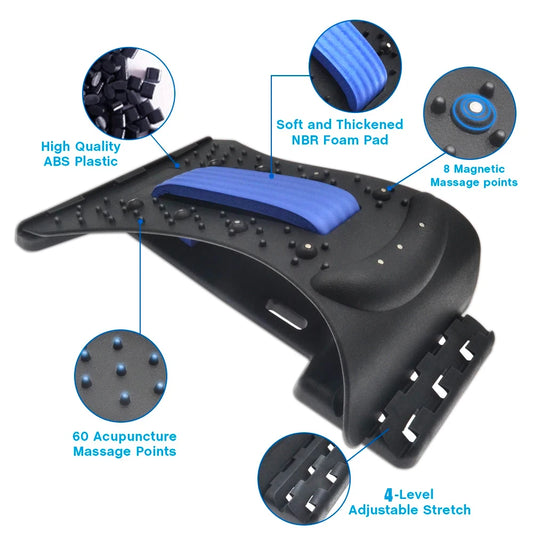 4-Level Adjustable Back Stretcher Back Massager Lumbar Cervical Spine Support Fitness Equipment For Relax Muscle Running Yoga